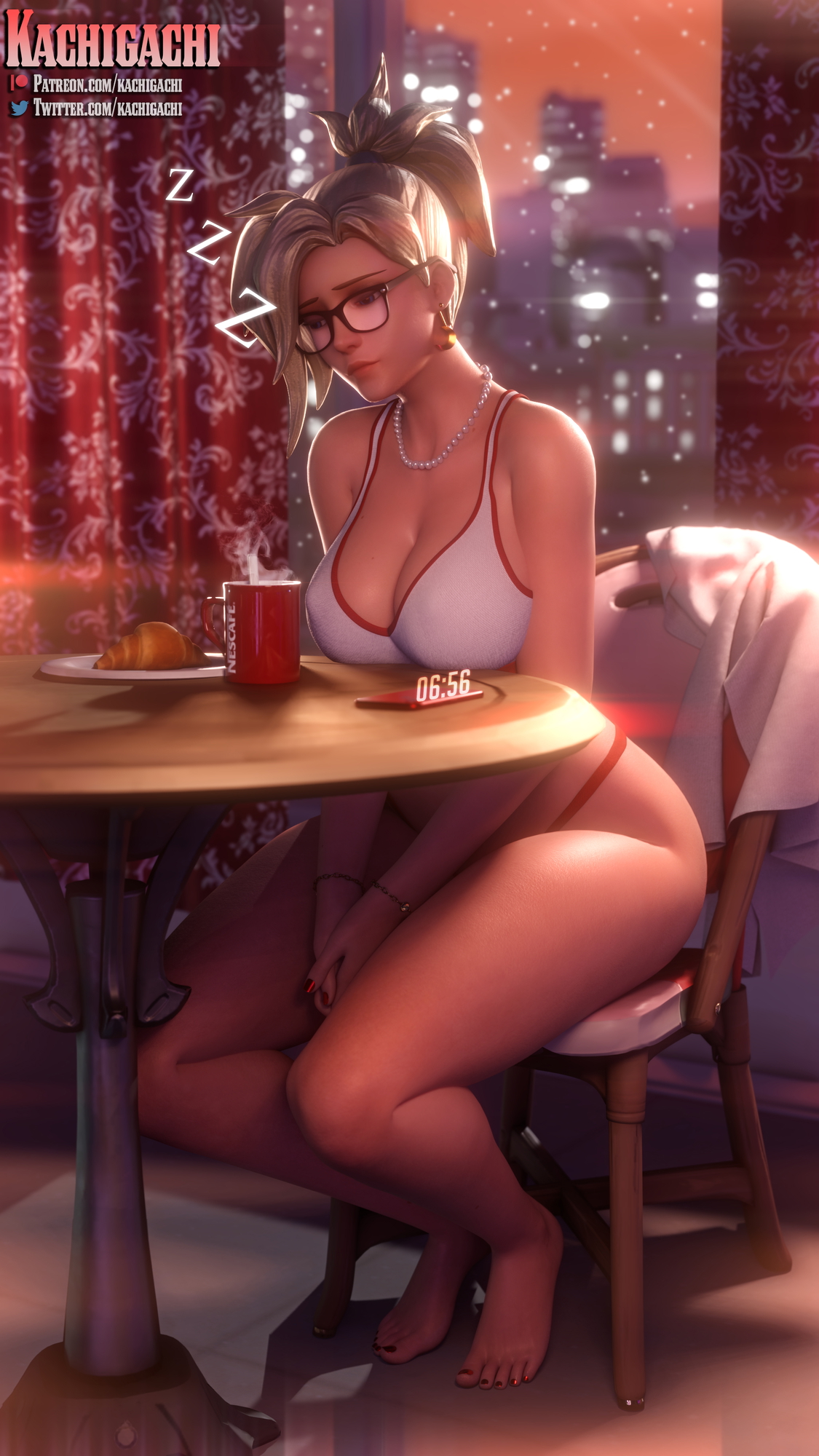 Sleepy Mercy Overwatch Mercy 3d Girl Big Tits Thicc Big Breasts 2