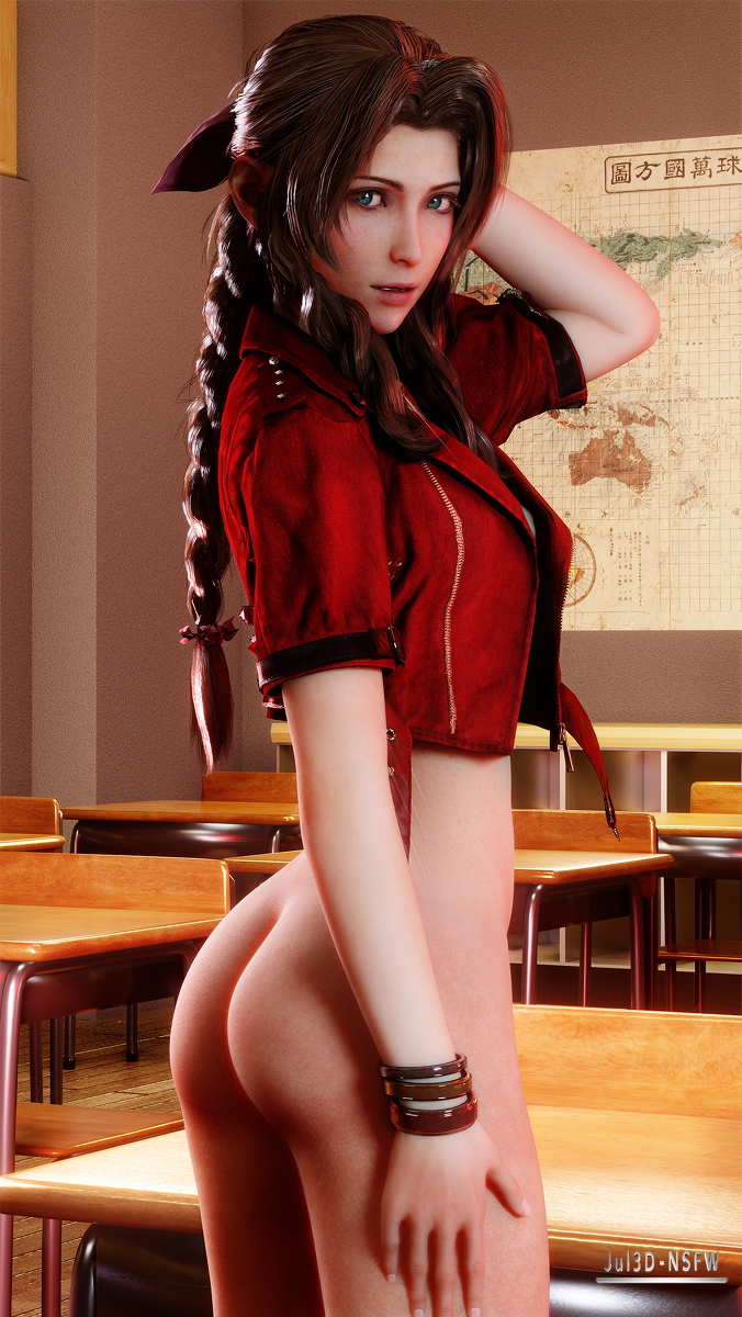 Aerith Gainsborough naked at school Final Fantasy Aerith Gainsborough Final Fantasy Schoolgirl Naked Pussy Masturbating Sexy Hot Teen Innocent
