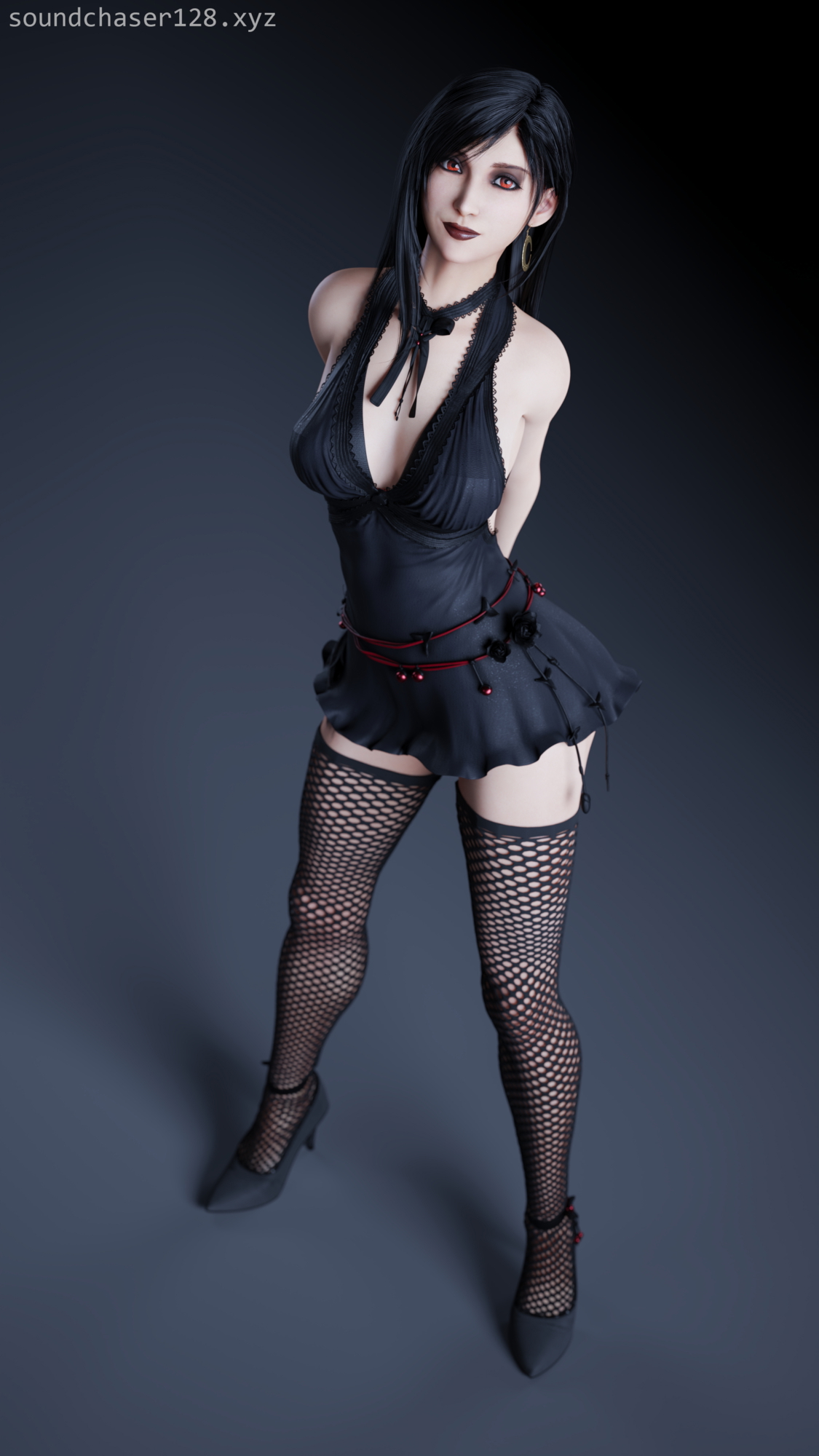 Goth Tifa Lockhart Tifa Lockhart Final Fantasy 7 Big Tits Goth Dress Choker Fishnet Stockings 2