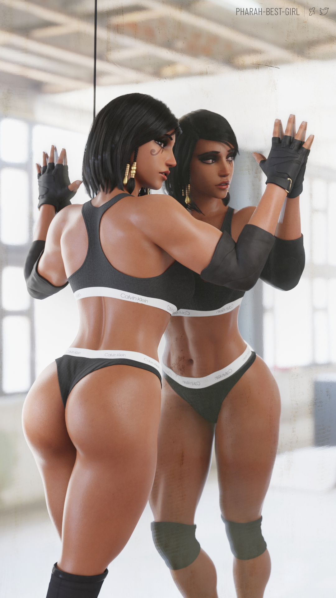 Pinup 126 Pharah (overwatch) Overwatch Pharah Muscular Girl Muscles Musclegirl Brownskin