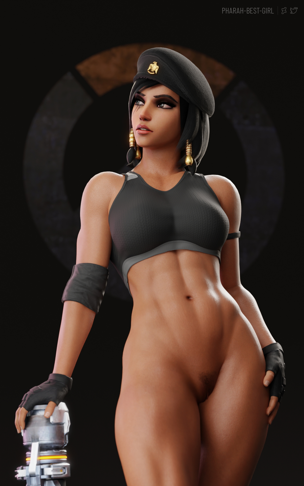 Pinup 127 Pharah (overwatch) Overwatch Pharah Muscular Girl Muscles Musclegirl Brownskin 2