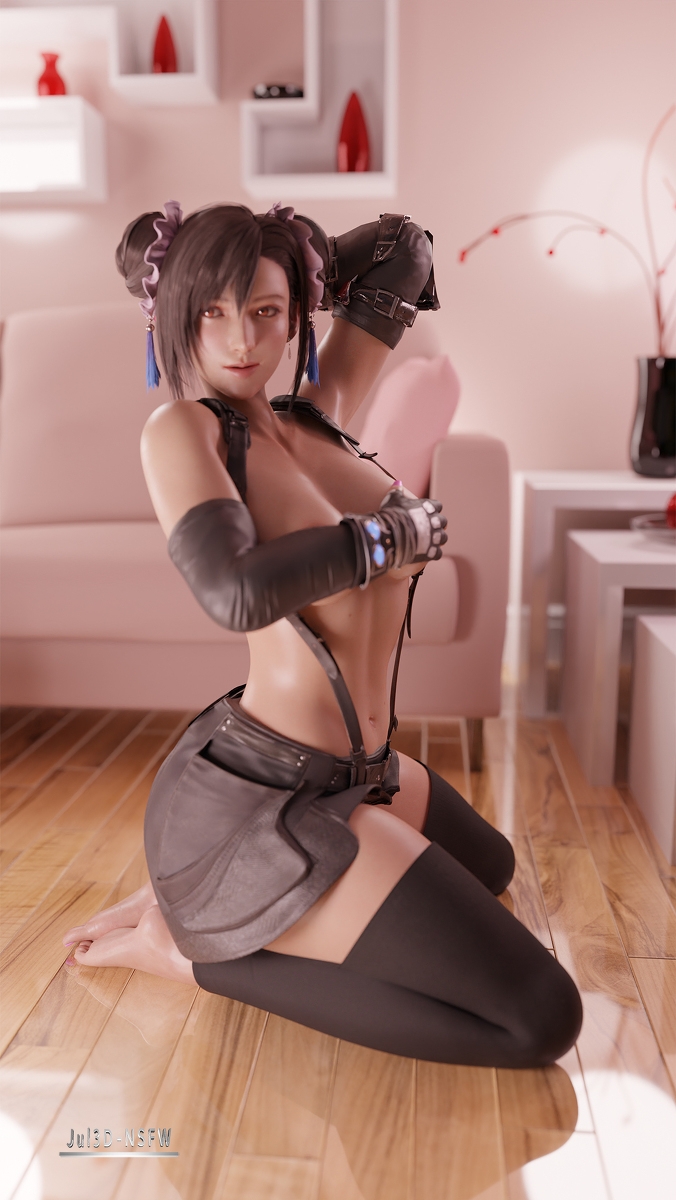 Tifa remake posing naked in the living room Final Fantasy 3