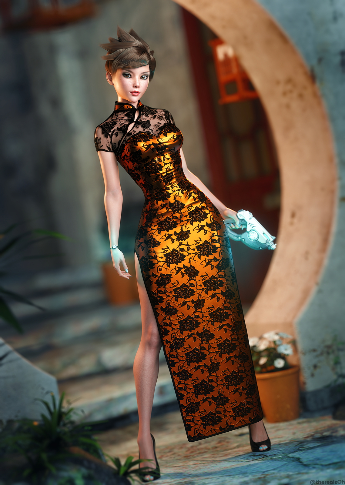 Tracer qipao Tracer Overwatch 3d Girl 3d Porn Qipao Chinese Asian