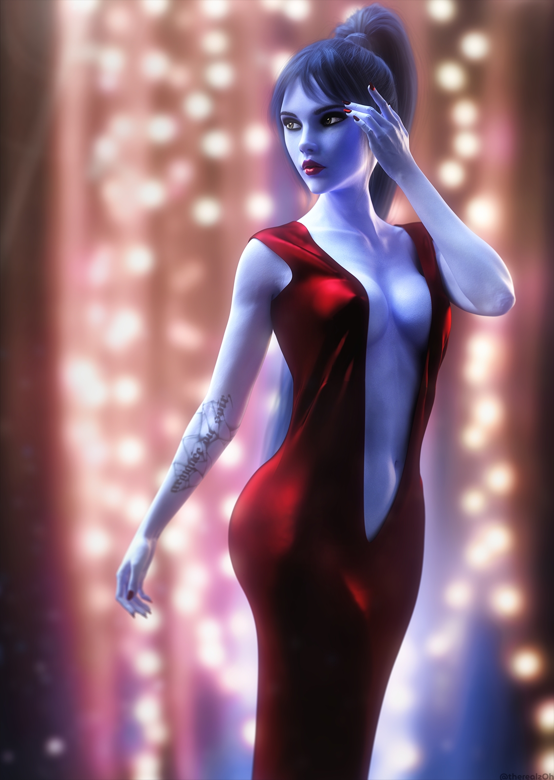 Widow red dress Overwatch Widowmaker 3d Girl 3d Porn Elegant Luxury Sexy