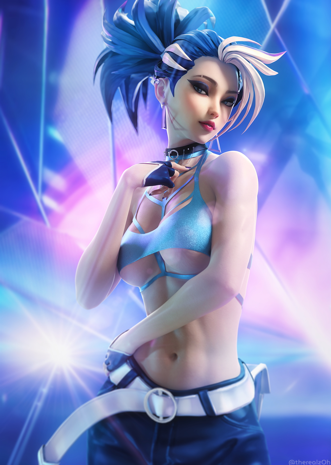 Akali portrait Akali League Of Legends 3d Girl 3d Porn Sexy Topless Looking At Viewer
