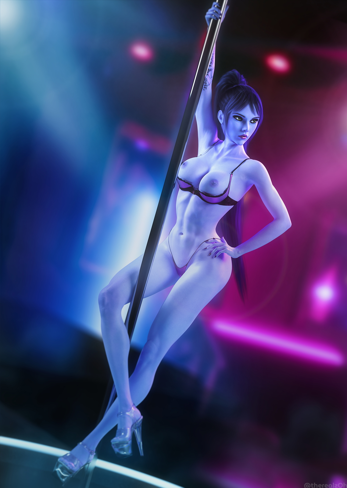 Widow pole Widowmaker Overwatch 3d Girl 3d Porn Topless Natural Boobs Natural Tits Undressed Lingerie Pole Dance