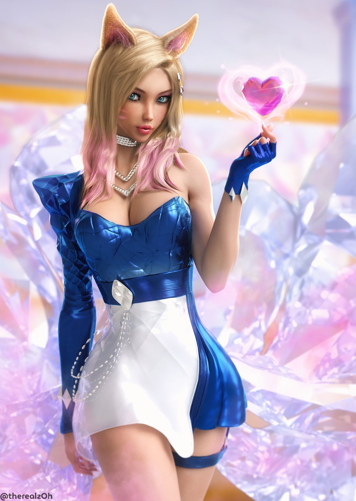 Ahri portrait Ahri League Of Legends 3d Girl 3d Porn Portrait Sexy Lingerie Topless Big Tits Natural Boobs Pink Nipples