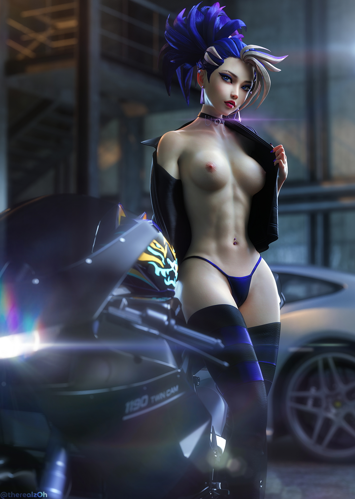 Akali bike Akali League Of Legends 3d Girl 3d Porn Pink Nipples Topless Nude Half Naked Shaved Pussy Looking At Viewer 2