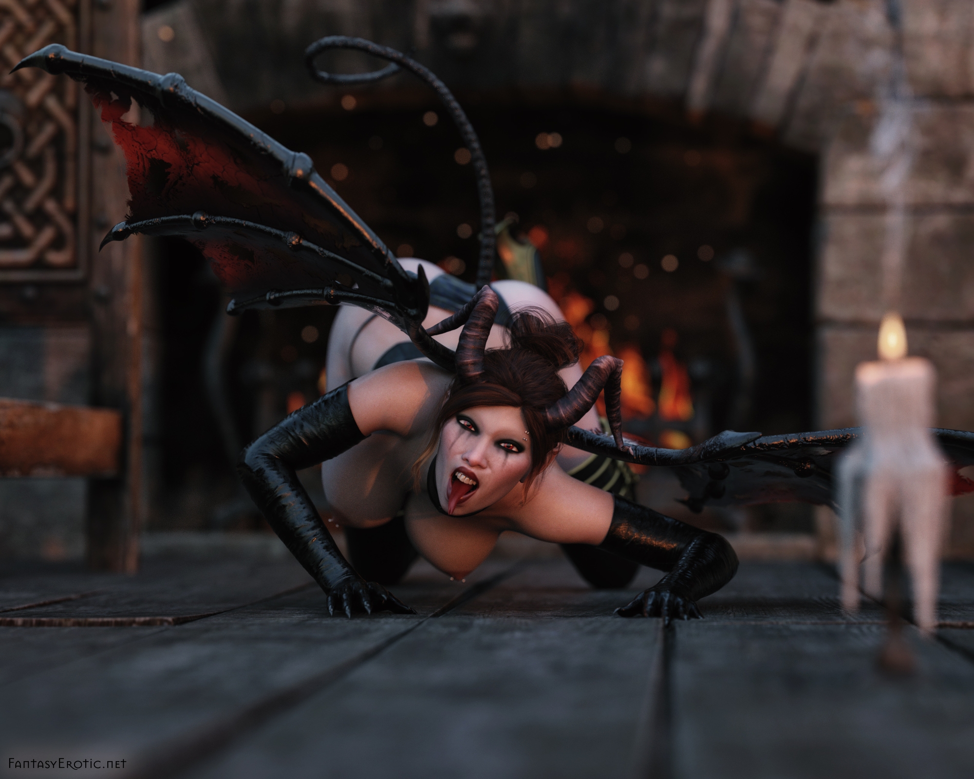 Succubus Maloquee Succubus Busty Fantasy Piercing Big Tits Wings