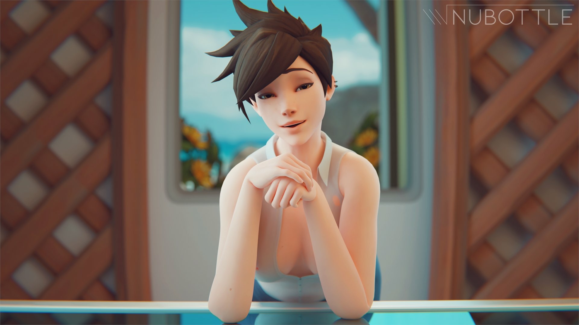 Tracer and widow got a new job as hotel receptionists Tracer Widowmaker Overwatch 3d Porn Videogame Sapphic Lesbian Eating Pussy Eating Ass Natural Tits Lingerie Bent Over