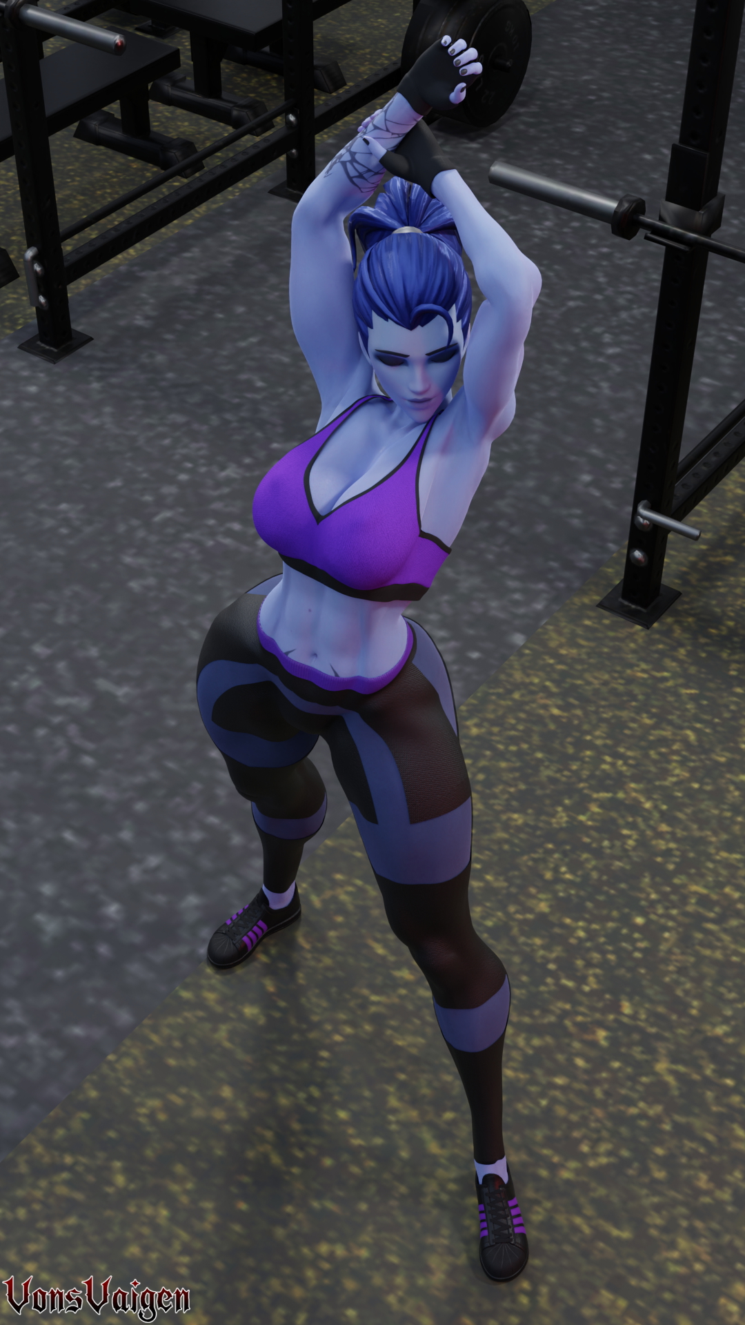 Widowmaker  the hot girl from the gym Widowmaker Widowmakeroverwatch Overwatch Muscular Girl Muscles Musclegirl Muscular Thighs Fitness Boobs Tits Gym Abs 3d Girl 3dnsfw