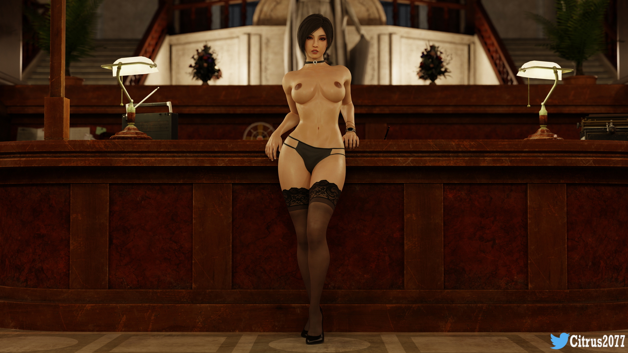 Leon got another score with c̶l̶a̶i̶r̶e̶  Ada Resident Evil Resident Evil 2 Remake Capcom Ada Wong Thighs Blowjob Thighjob Cum Cum In Mouth Cum Drip