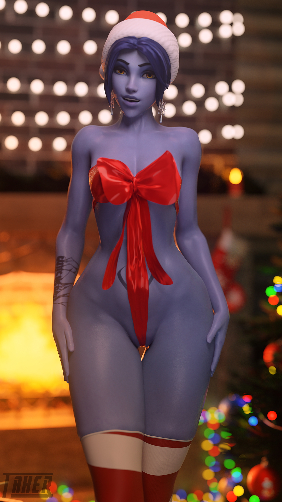 Christmas incoming! Widowmaker Overwatch 3d Porn 3d Girl Nsfw Sexy Christmas Naked Nude Pussy Natural Tits