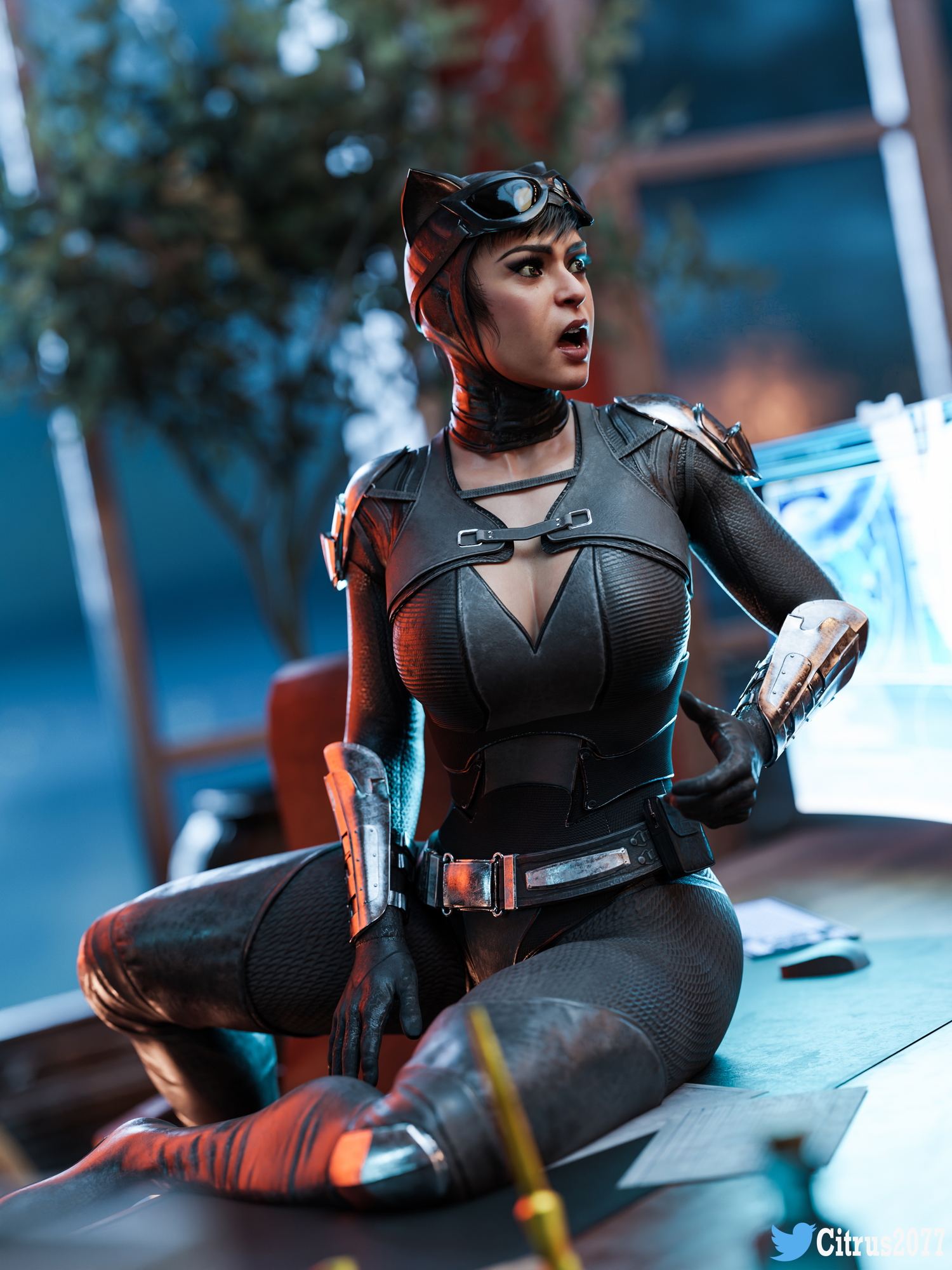 Catwoman got caught! Dc Comics Injustice Catwoman Stripping Pussy Licking Big Breasts Breasts Kissing Tongue French Kiss 12