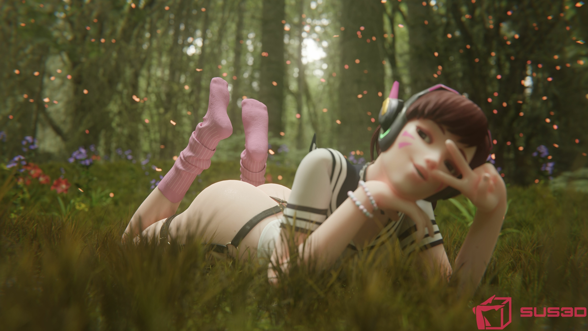 D.Va being cute Dva (overwatch) Overwatch Cute Forest Shoes Feet 6