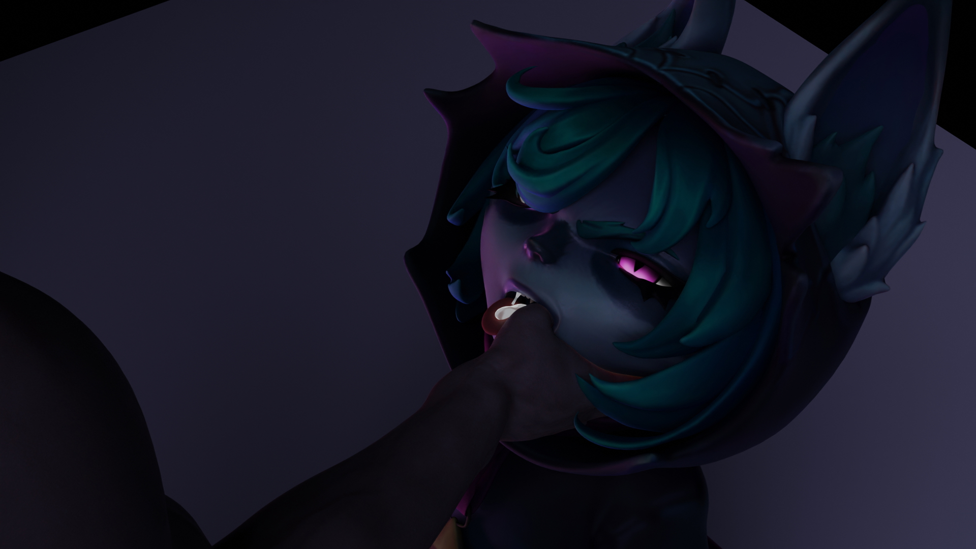Vex Kawaii Vex League Of Legends Cum In Mouth Open Mouth Purple Eyes Green Hair