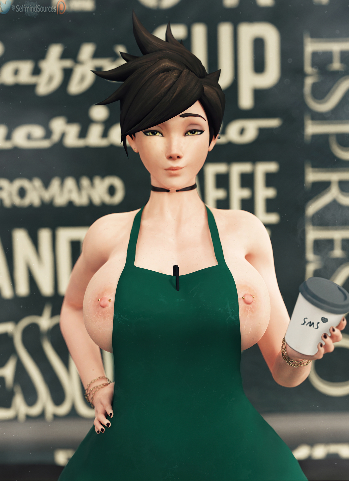   The usual  right love? 🥛🍼 😏   Overwatch Tracer 3d Porn 3d Girl Videogame Big Tits Big boobs Topless Nipples