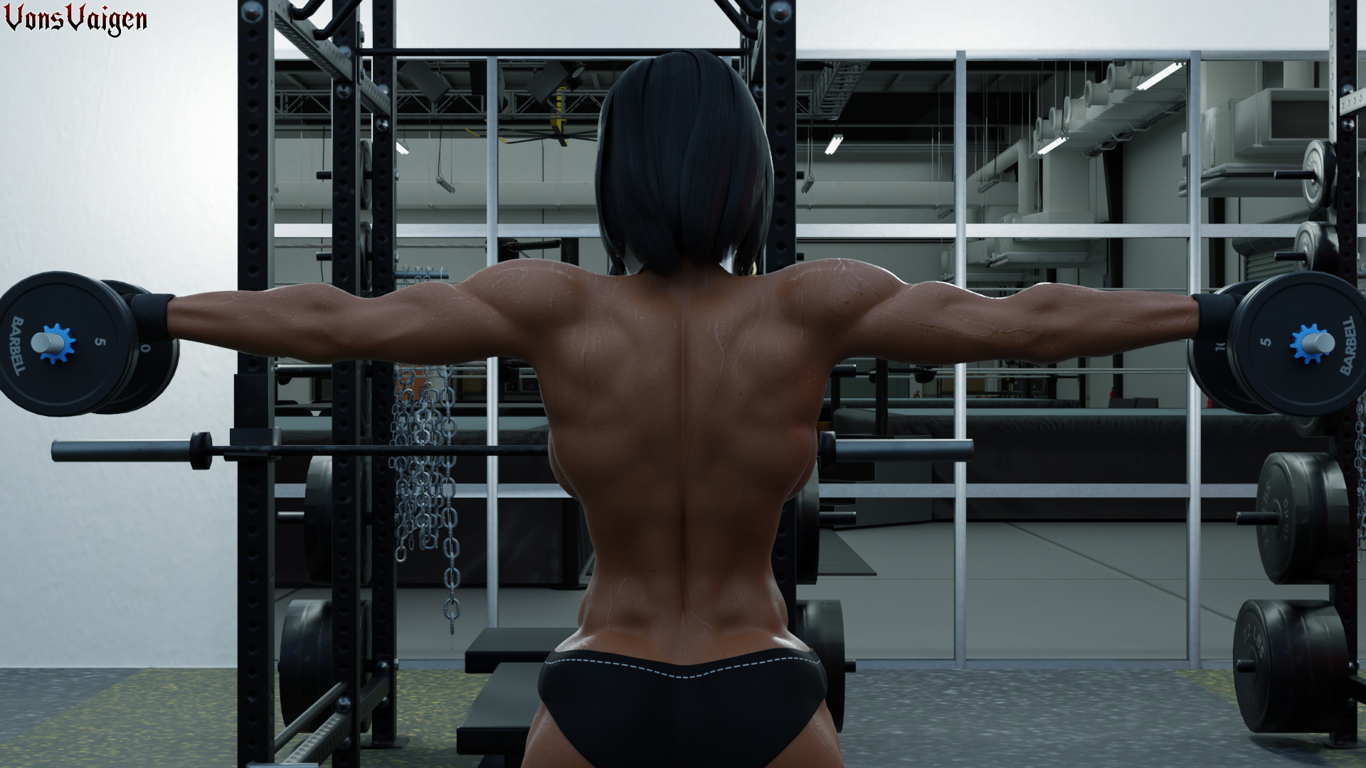Pharah s sexy back Pharah Pharah (overwatch) Overwatch Back View Muscular Girl Muscles Musclegirl Muscular Gym Fitness 3d Girl
