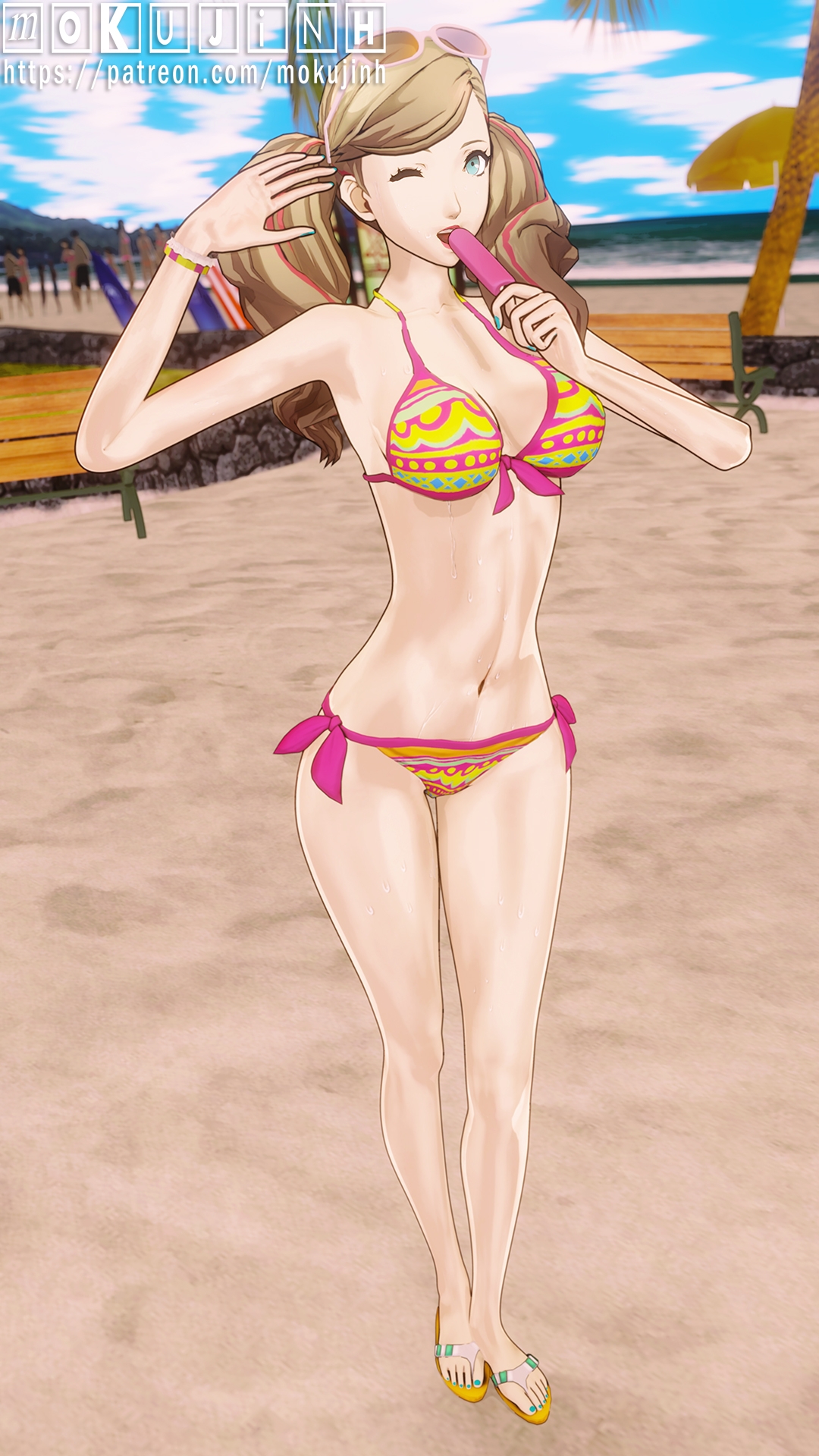 Ann s beach day Ann Takamaki Persona Persona 5 Bikini Beach Summer Blonde Sexy Blonde Twintails Blue Eyes