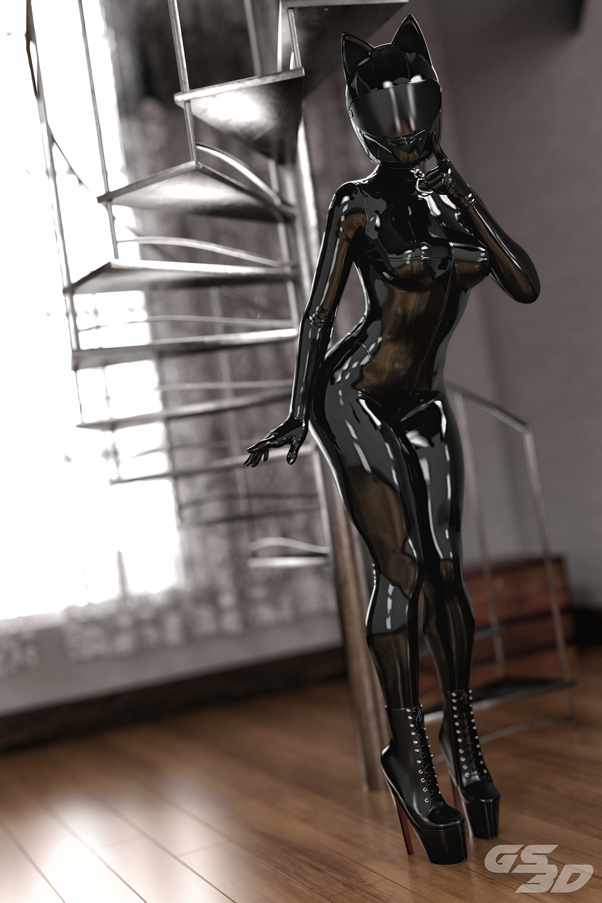 Latex Kitten [HD]  Rubber Latex Latex Suit Neko Kitty Kitten Cat Girl Cat Ears Helmet Domination Maledom Puppy Play Pet Play Pup Dog Threesome