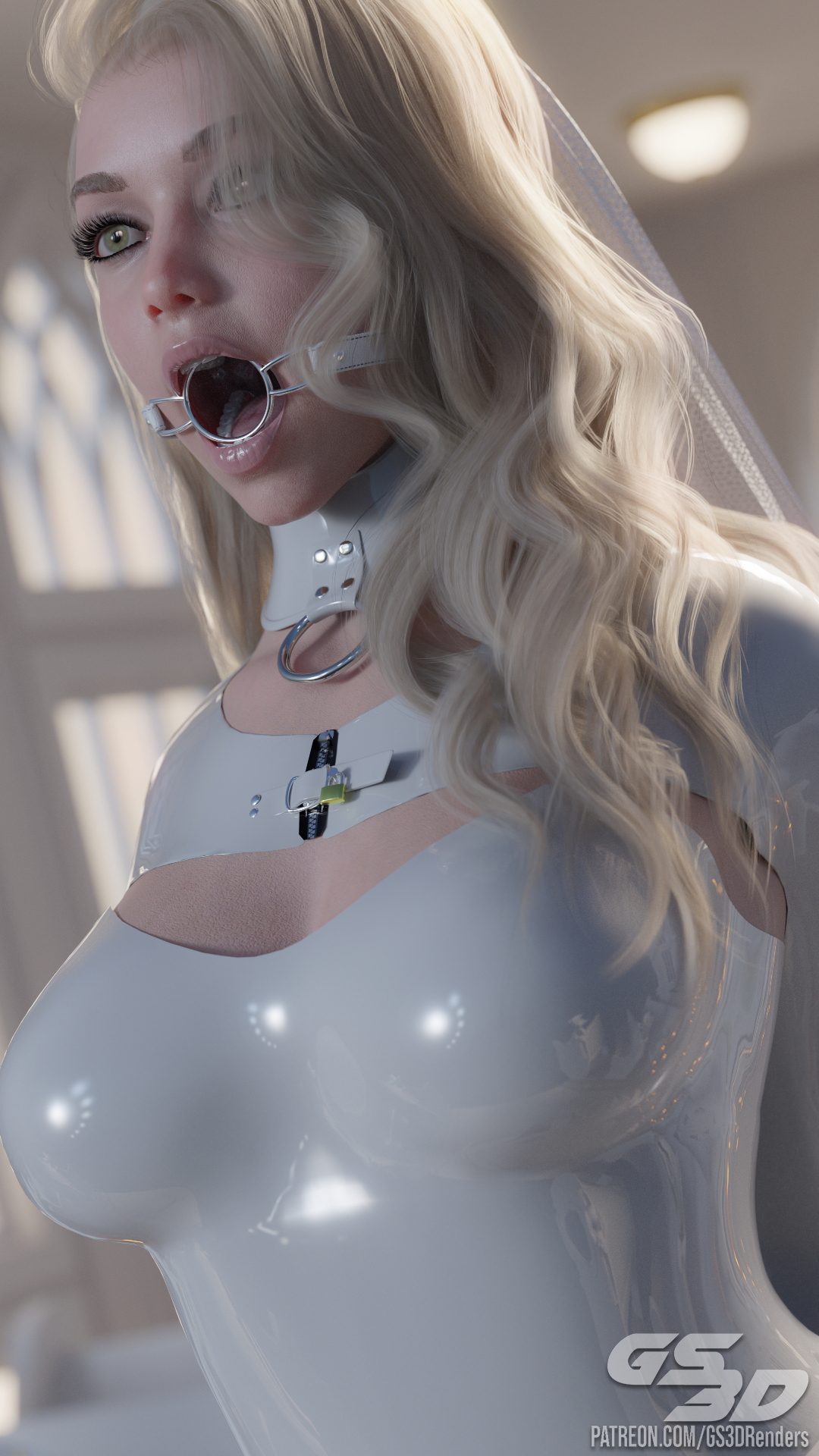 White Wedding (MIKI3DX Promo) [HD]  Rubber Latex Slut Latex Suit Wedding Dress Futanari Futa Sissy Chastity Feminization Gagged Forced Bdsm Bondage Bride Blonde 6