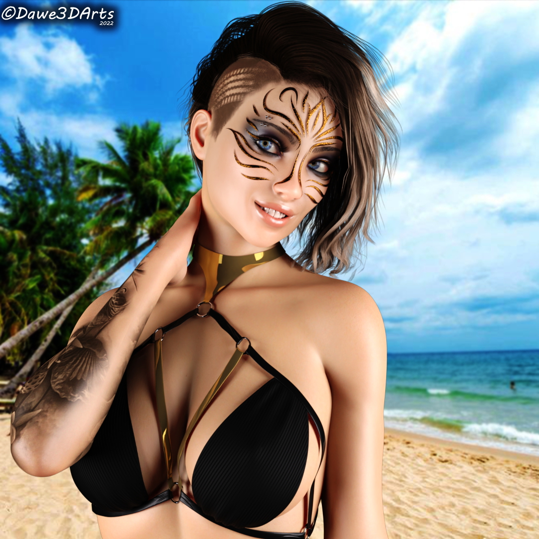 Beachtime Mia Sfw Beach Bikini Tattoo