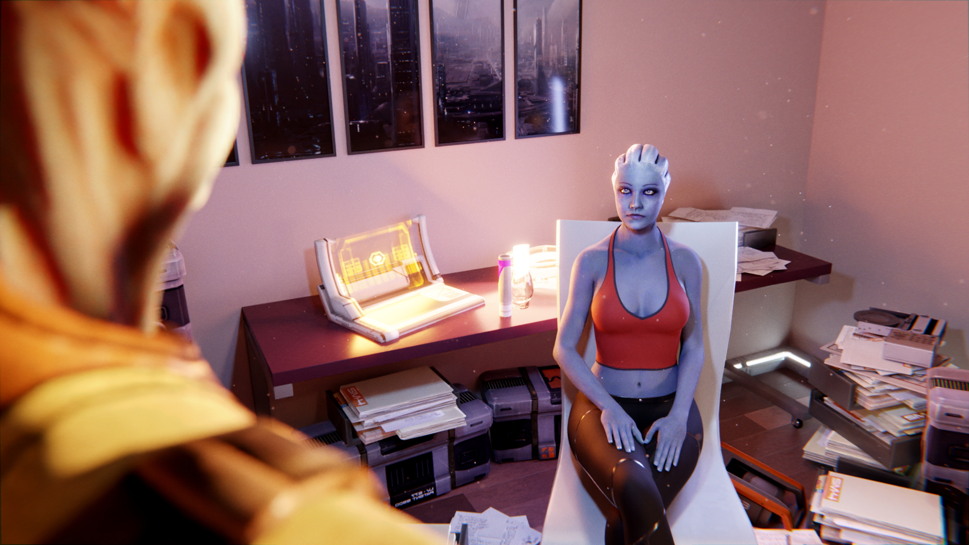 Liara's Batarian Investigation Part One Liara T'soni Mass Effect Asari (mass Effect) Original Blowjob Deep throat Double Penis Deep throat 1boy1girl