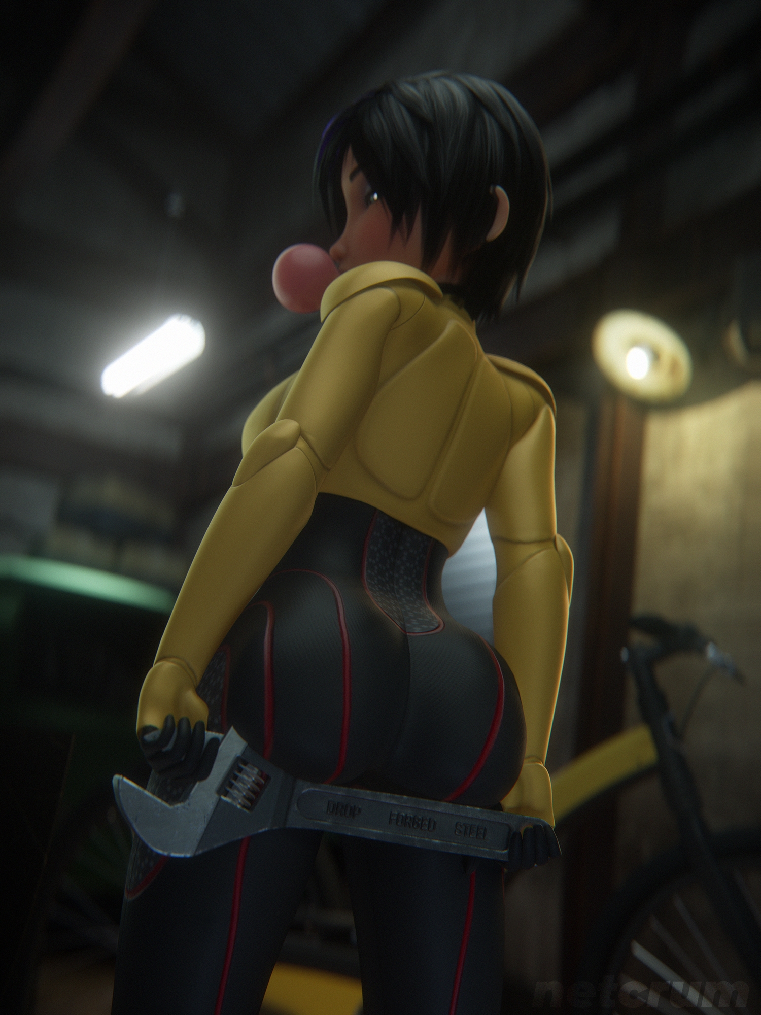 Gogo poses in her workshop Gogo Tomago Big Hero 6 Pose Posing Ass Big Ass Sexy Ass Latex Latex Suit Butt 3d Porn 3d Girl 3dnsfw Blender3d Blendernsfw Rule34 Rule 34 R34 Porn