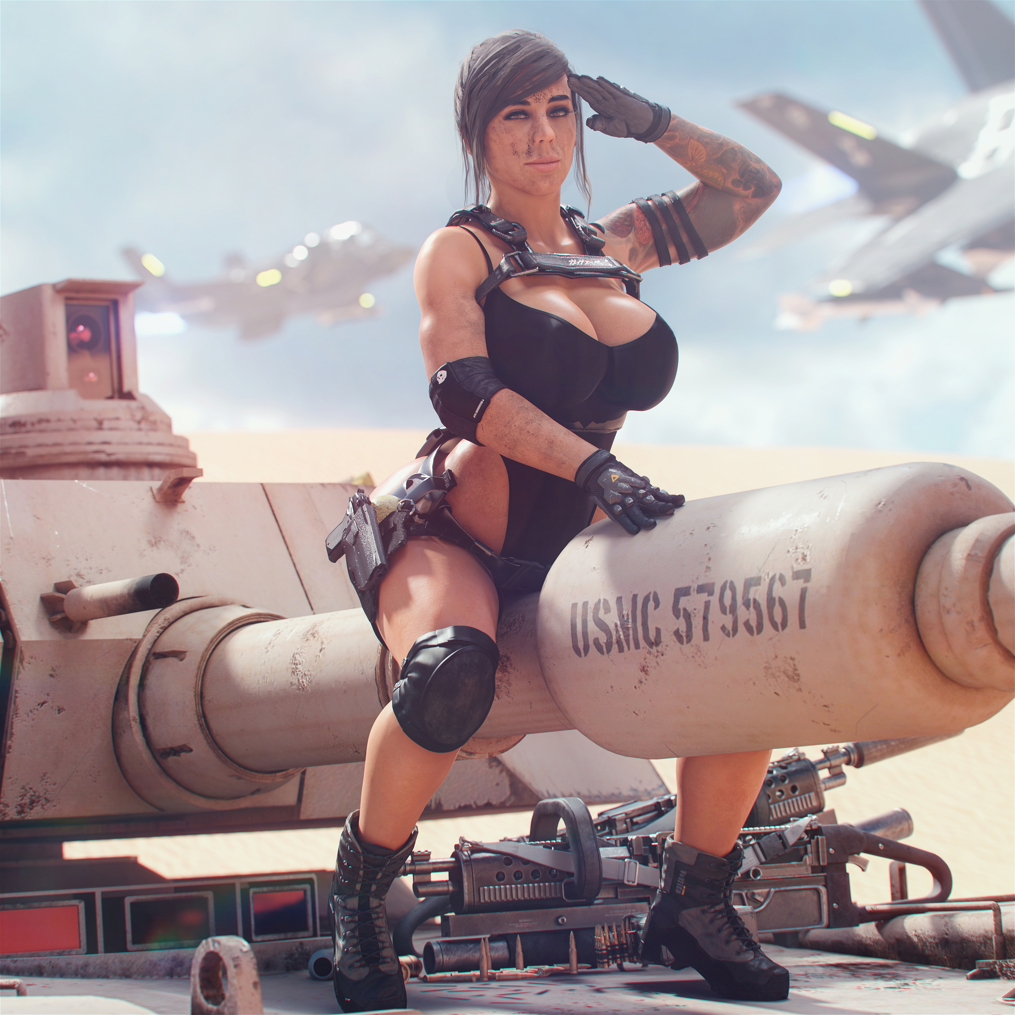 Army Mara Mara (call Of Duty) Call Of Duty 3d Porn Pose Sexy Army Weapon Looking At Viewer Big Tits Big Boobs 2