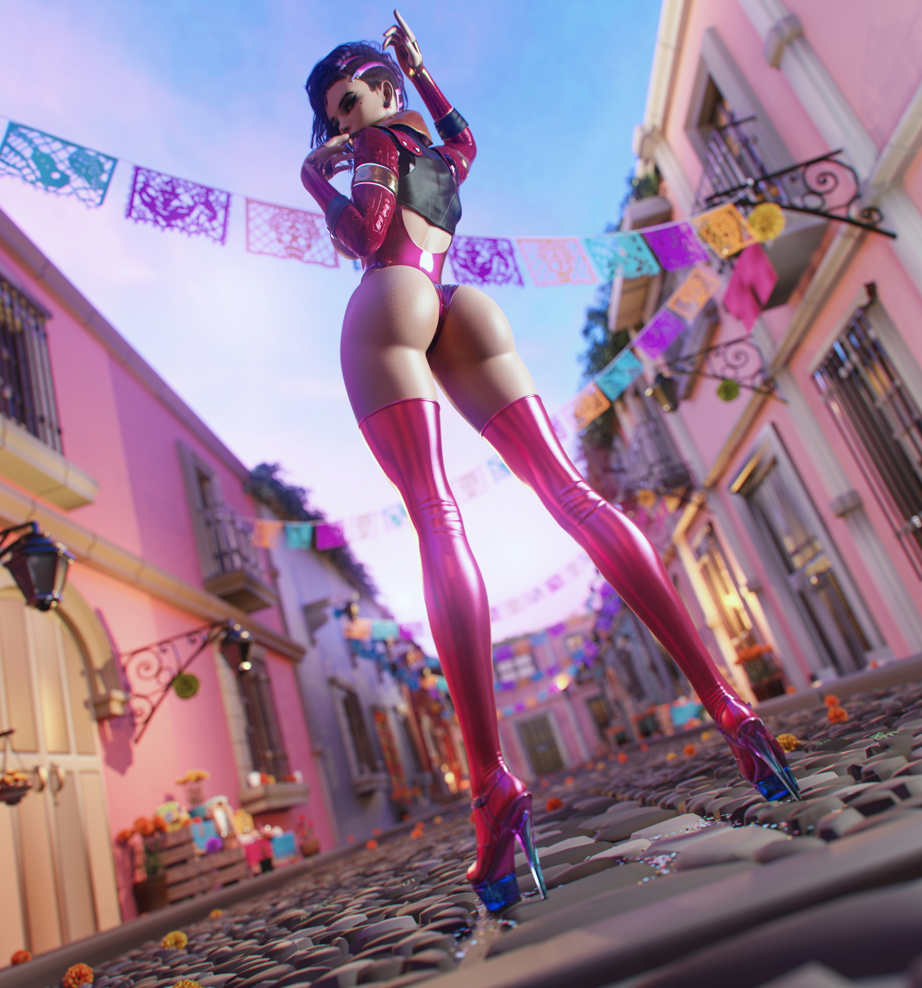 Die de Muertos Sombra Overwatch 3d Porn Pose Sexy Big Booty High Heels Dia De Muertos