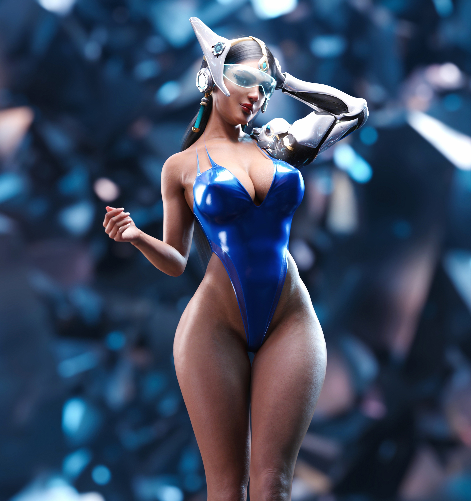 Symmetra blue swimsuit Overwatch Symmetra 3d Porn Pose Sexy Swimsuit