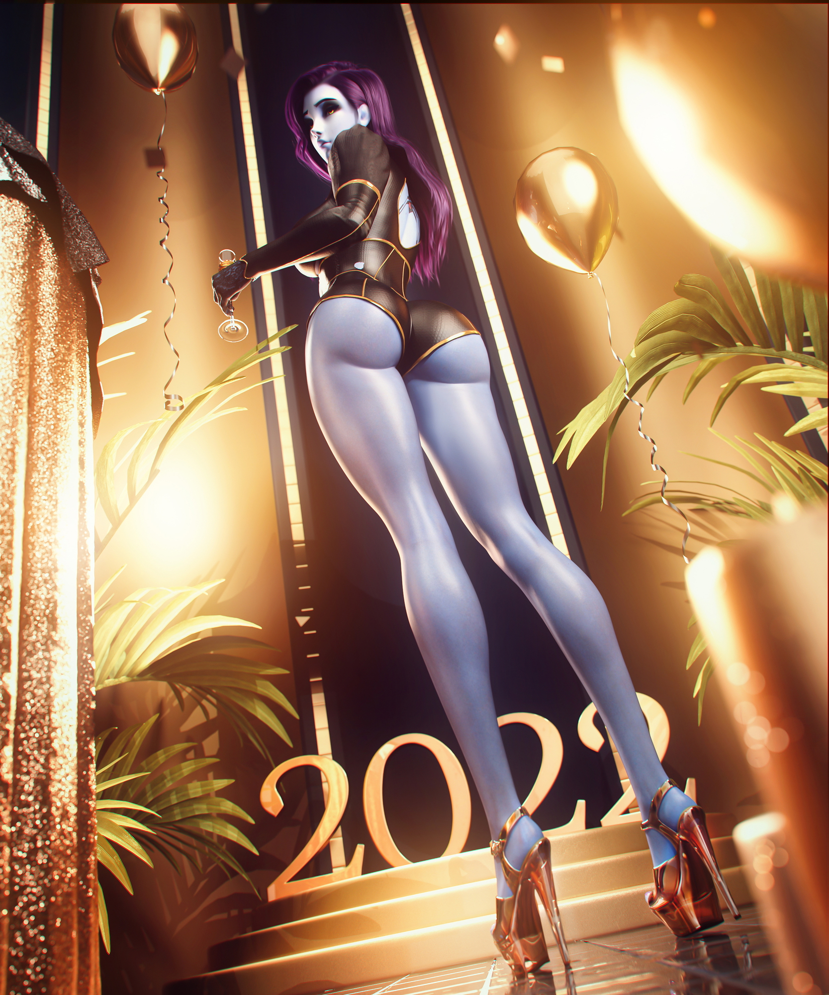 New Yearssss Overwatch Widowmaker 3d Porn Pose Sexy New Year High Heels