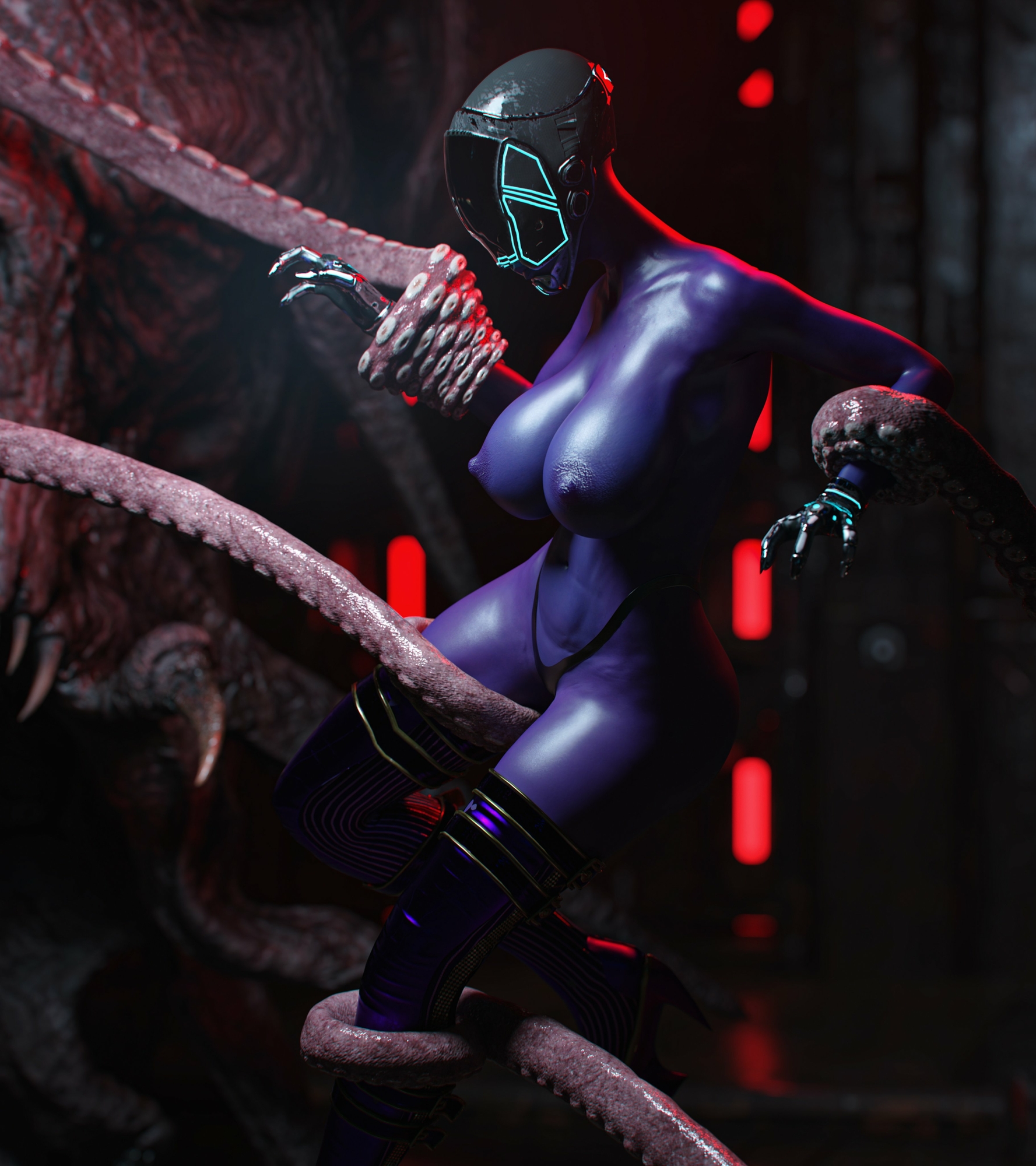 I think she s in trouble  3d Porn Pose Sexy Tentacles Topless
