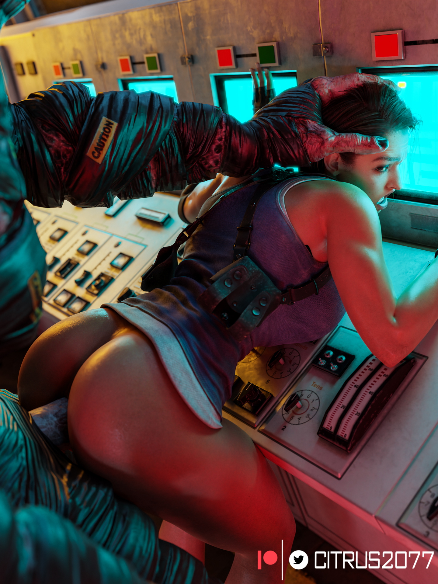Jill got caught by Nemesis Resident Evil Capcom Resident Evil 3 Remake Jill Valentine Voluptuous Big Tits Wide Hips Thick Thick Thighs Pale Skinned Female Big Breasts Sex Anal 3
