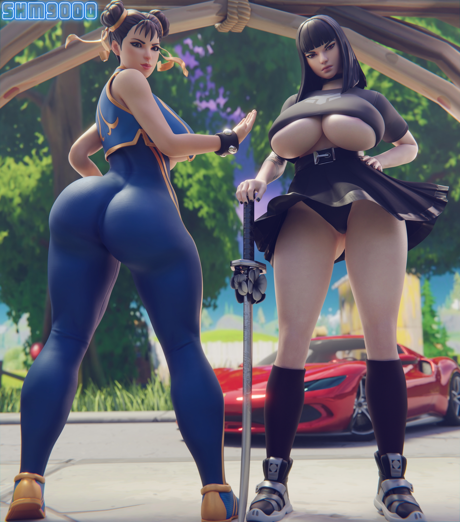 Charlotte and Chun Li Pose Fortnite Charlotte Chun Li 