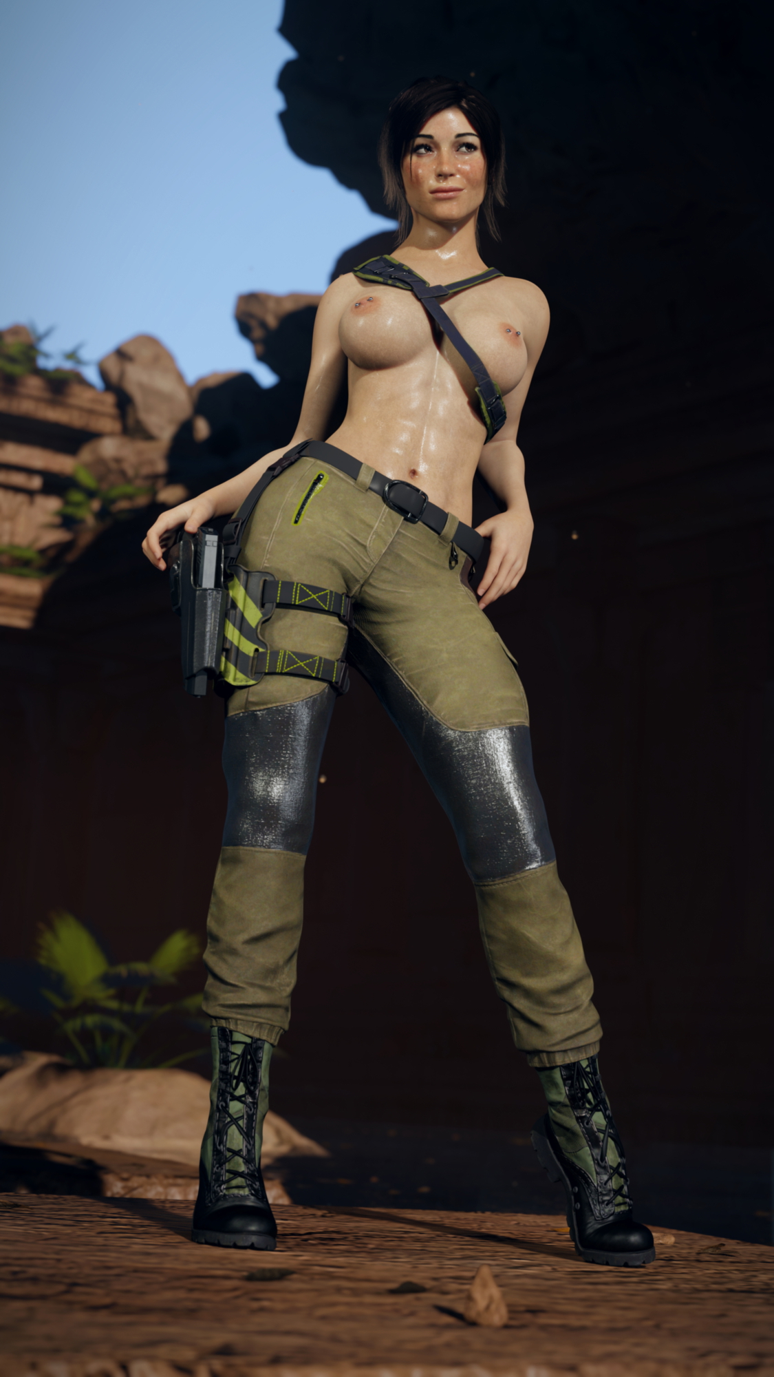 Lara temple topless Tomb Raider Lara Croft 3d Porn 3d Girl Nsfw Topless Natural Tits