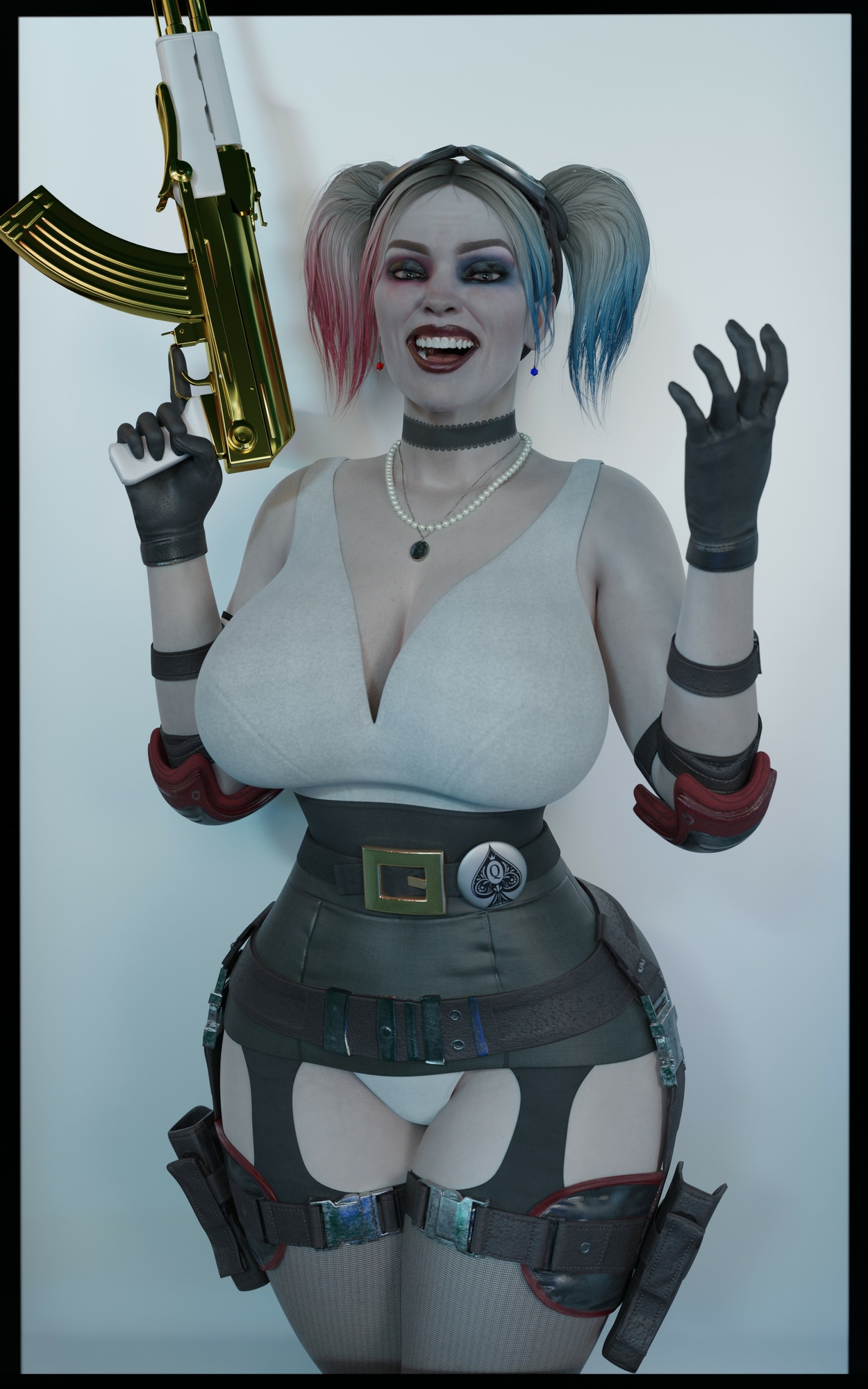 QOS guards Harley Quinn Power Girl Dc Comics 3d Porn Big Tits Curvy Lingerie