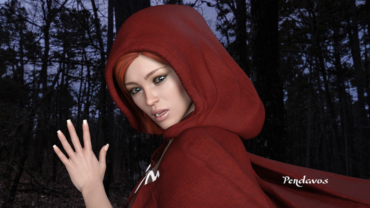Little Red  Erotic 3d Girl Naked Babe Eroticart Sexy Monster Fantasy Wolf Forest Captured