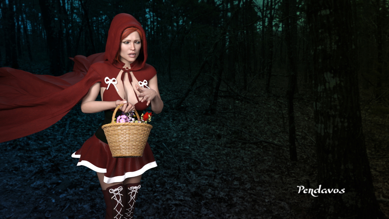 Little Red  Erotic 3d Girl Naked Babe Eroticart Sexy Monster Fantasy Wolf Forest Captured 2