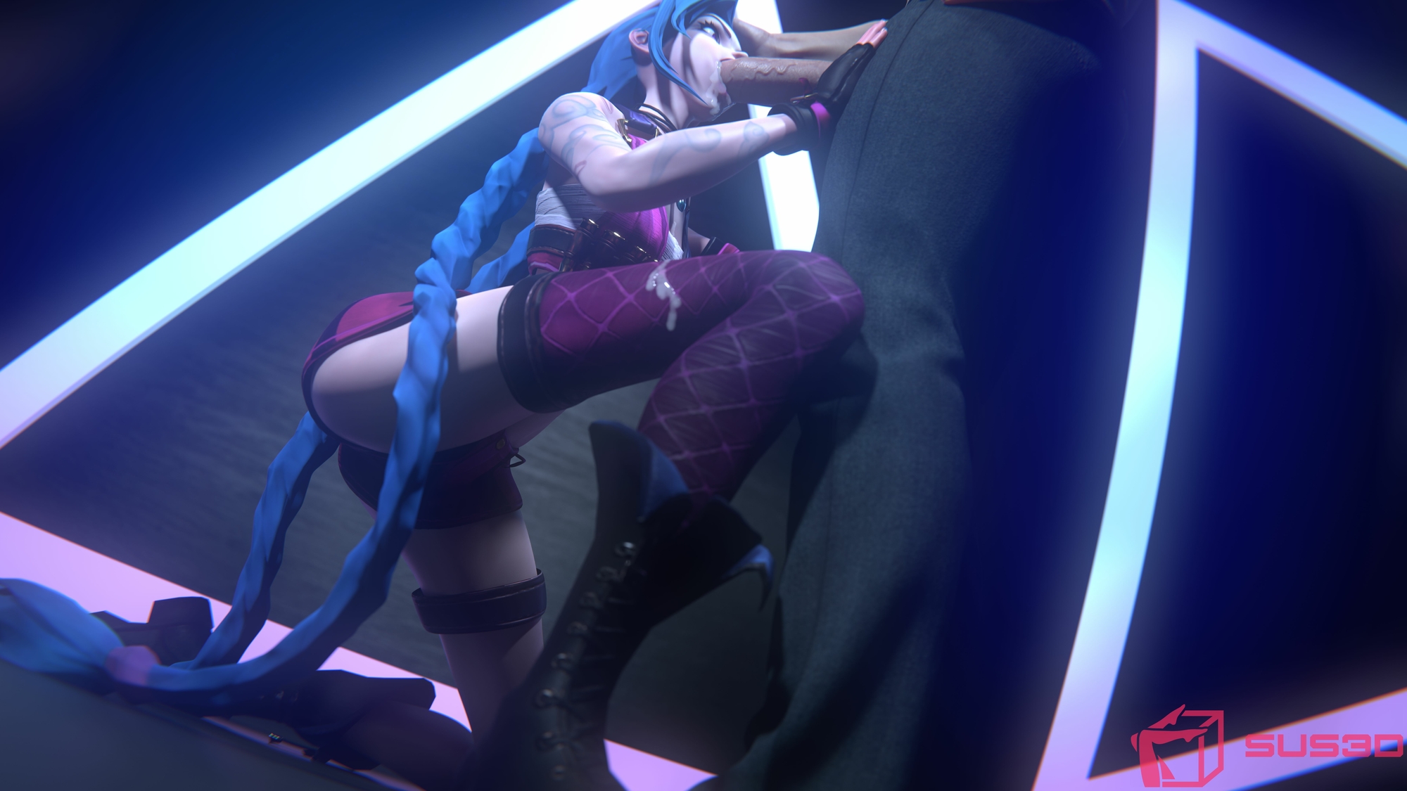 Jinx blowjob Jinx League Of Legends Legs Long Legs Blowjob Cum Cum In Mouth Cum On Body Cum On Clothes 3