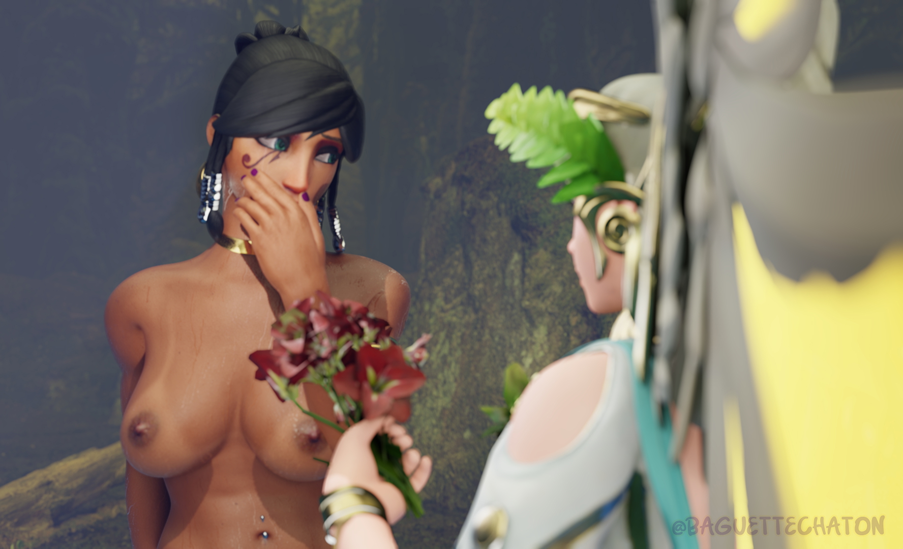 Pharah and Mercy in the Forest Overwatch Mercy Pharah Lesbian Cute 3d Porn Naked Big Tits