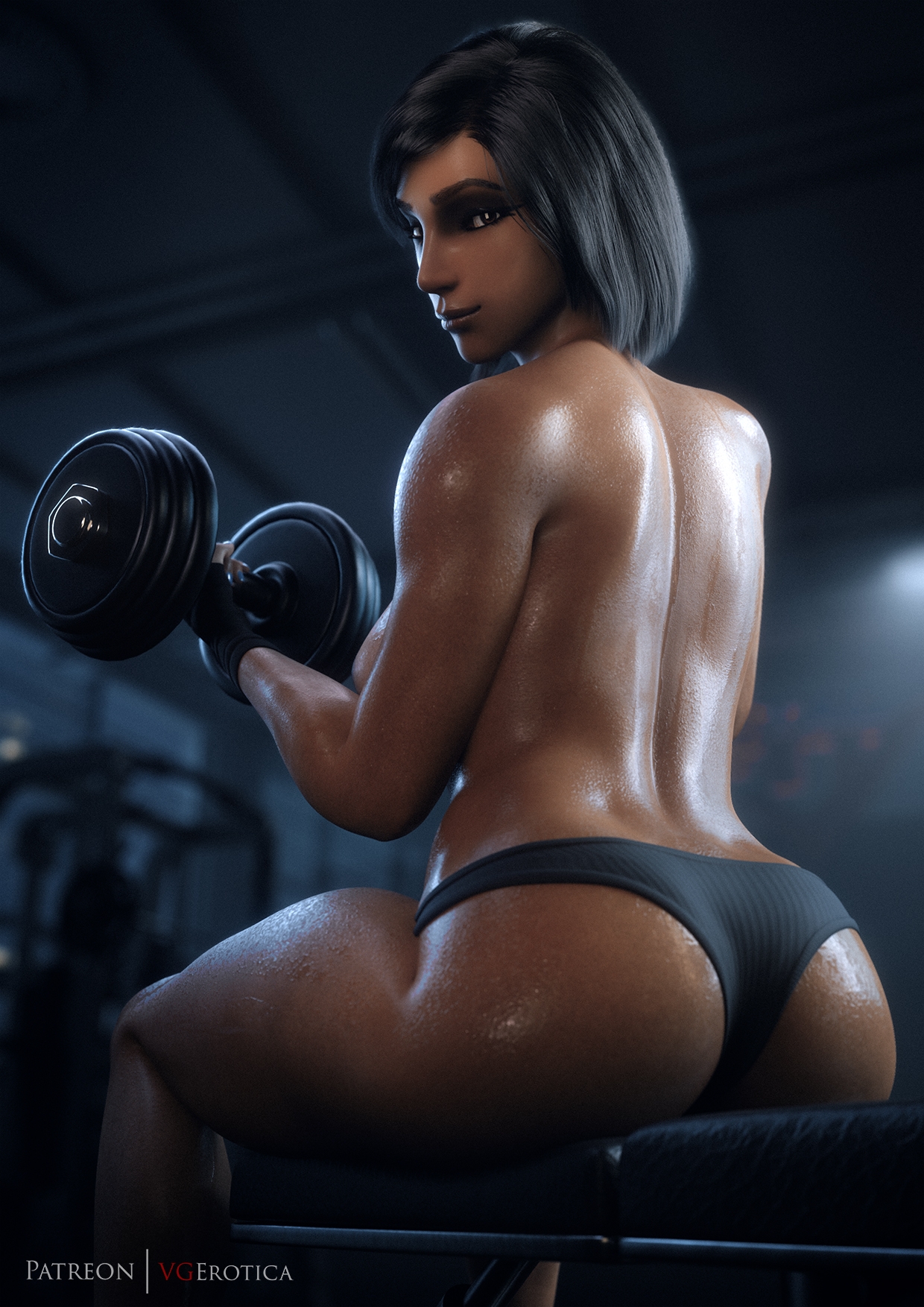 Pharah workout Overwatch Pharah 3d Porn Sexy Topless Nude Natural Tits Workout Gym Sweat Sweaty Ass Big Booty 3