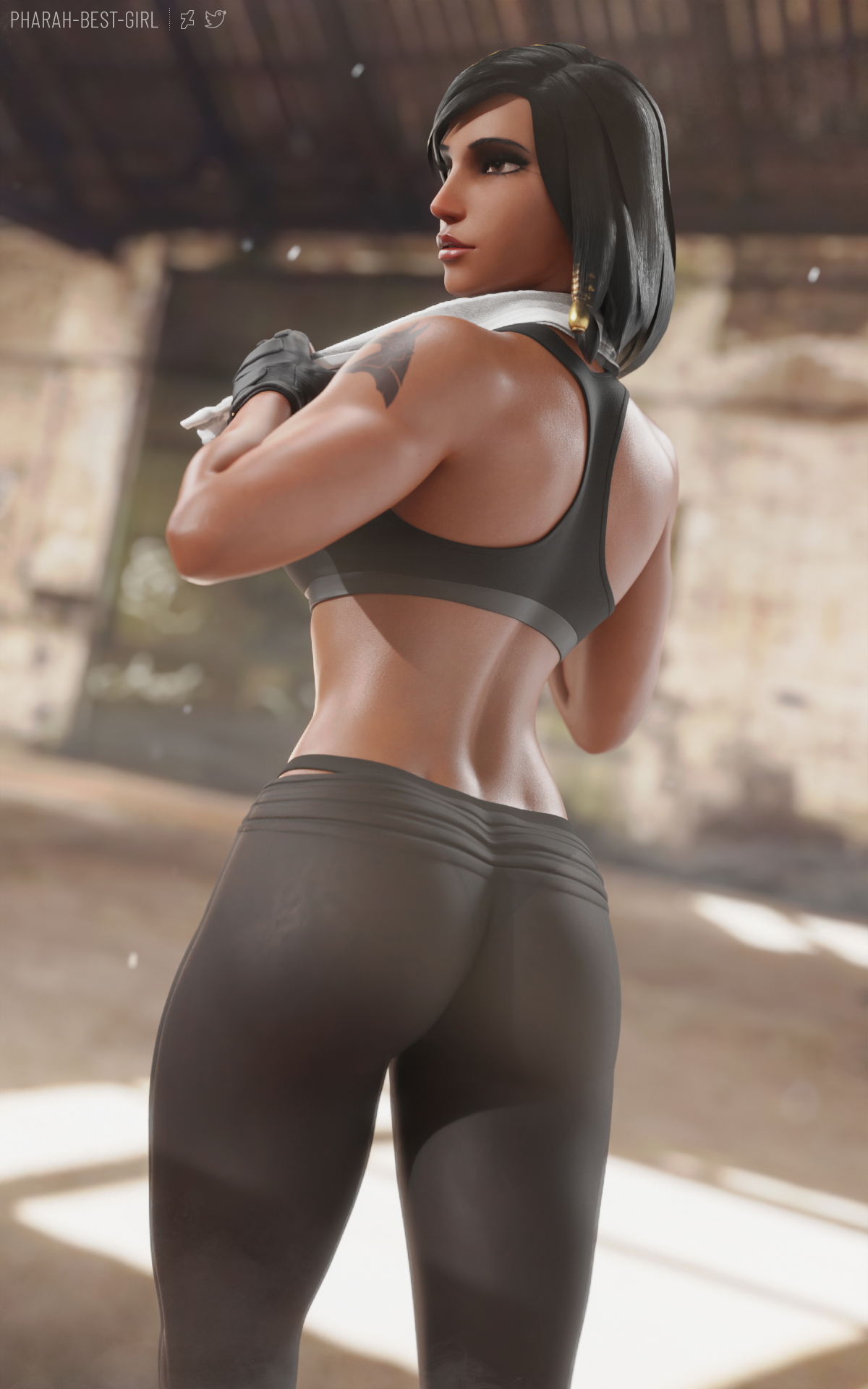 Pinup 129 Pharah (overwatch) Overwatch Pharah Muscular Girl Muscles Musclegirl Brownskin