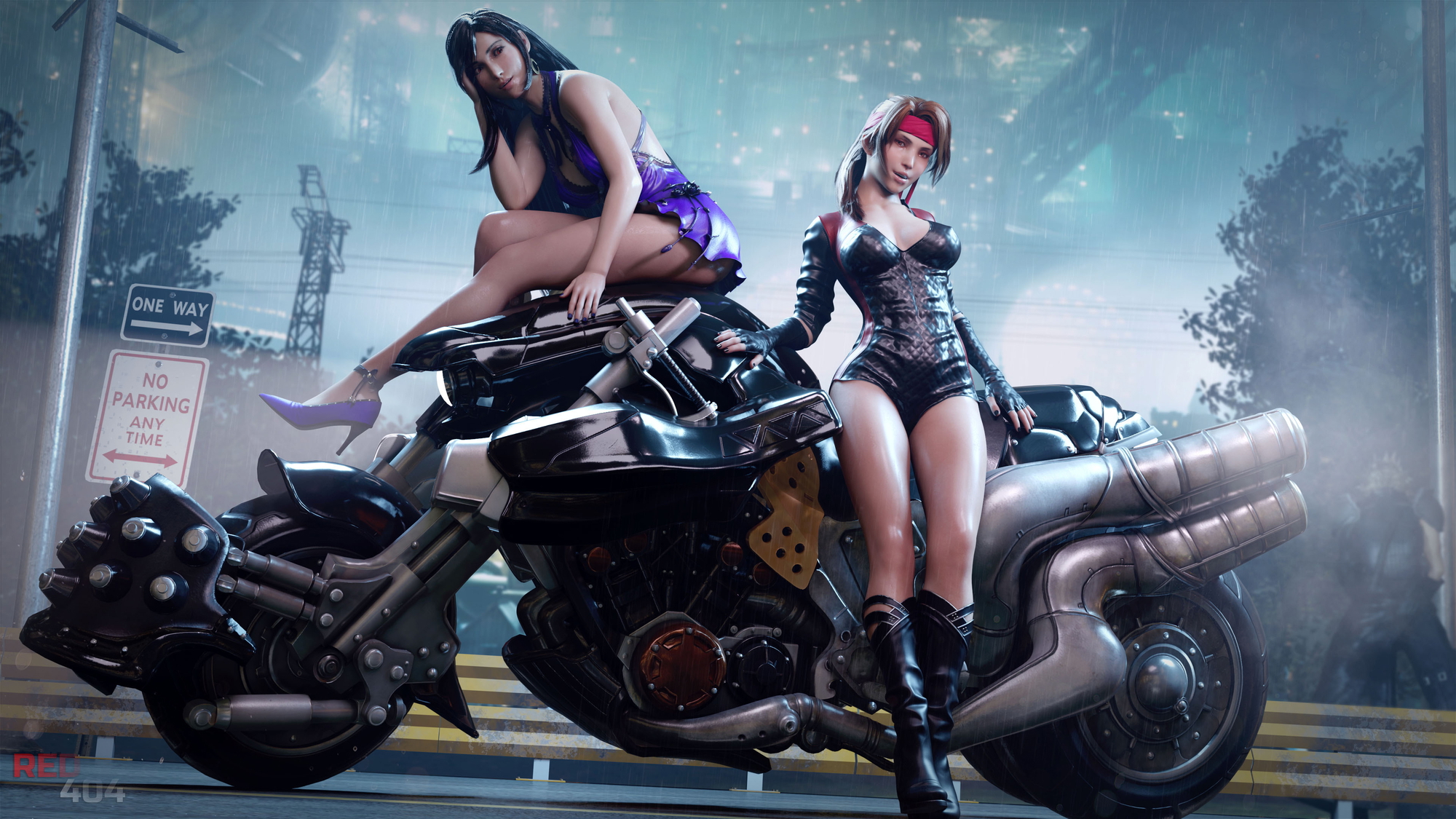 FF7 Bike Final Fantasy Final Fantasy 7 Remake Final Fantasy 7 Final Fantasy VII Tifa Lockhart Jessie Rasberry Cloud Cloud Strife Sfw