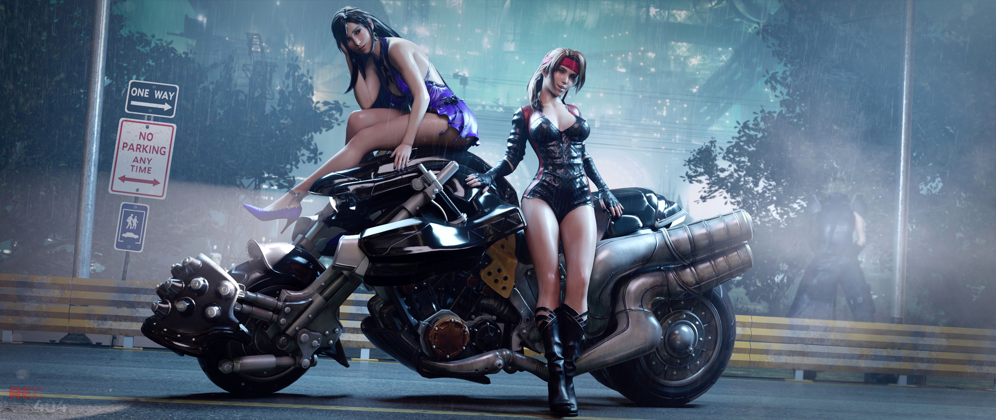 FF7 Bike Final Fantasy Final Fantasy 7 Remake Final Fantasy 7 Final Fantasy VII Tifa Lockhart Jessie Rasberry Cloud Cloud Strife Sfw 2