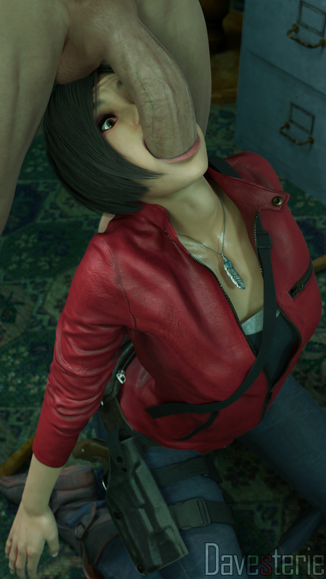 Claire acting like a throat goat Claire Redfield Resident Evil 2 Fellatio Nude Nipples Barefoot
