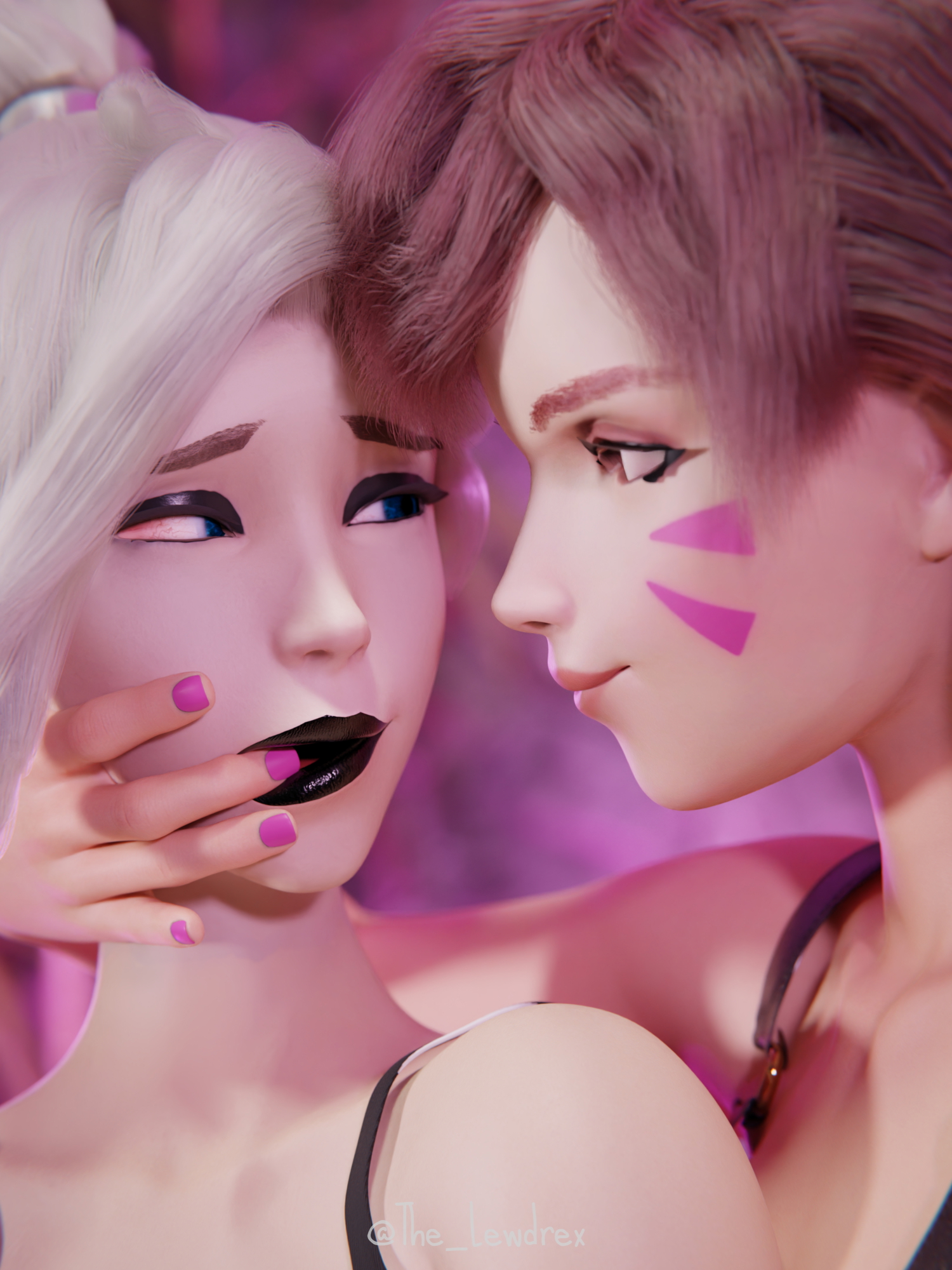 Mercy and Dva Having Some Fun Overwatch Dva (overwatch) Mercy Lesbian Panties High Heels Wet Pussy Pussy 6