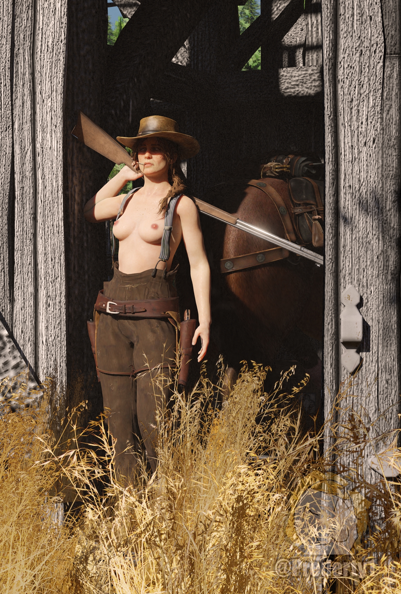 A Cowgirl on her own Red Dead Redemption 2 Sadie Masturbating Dildo