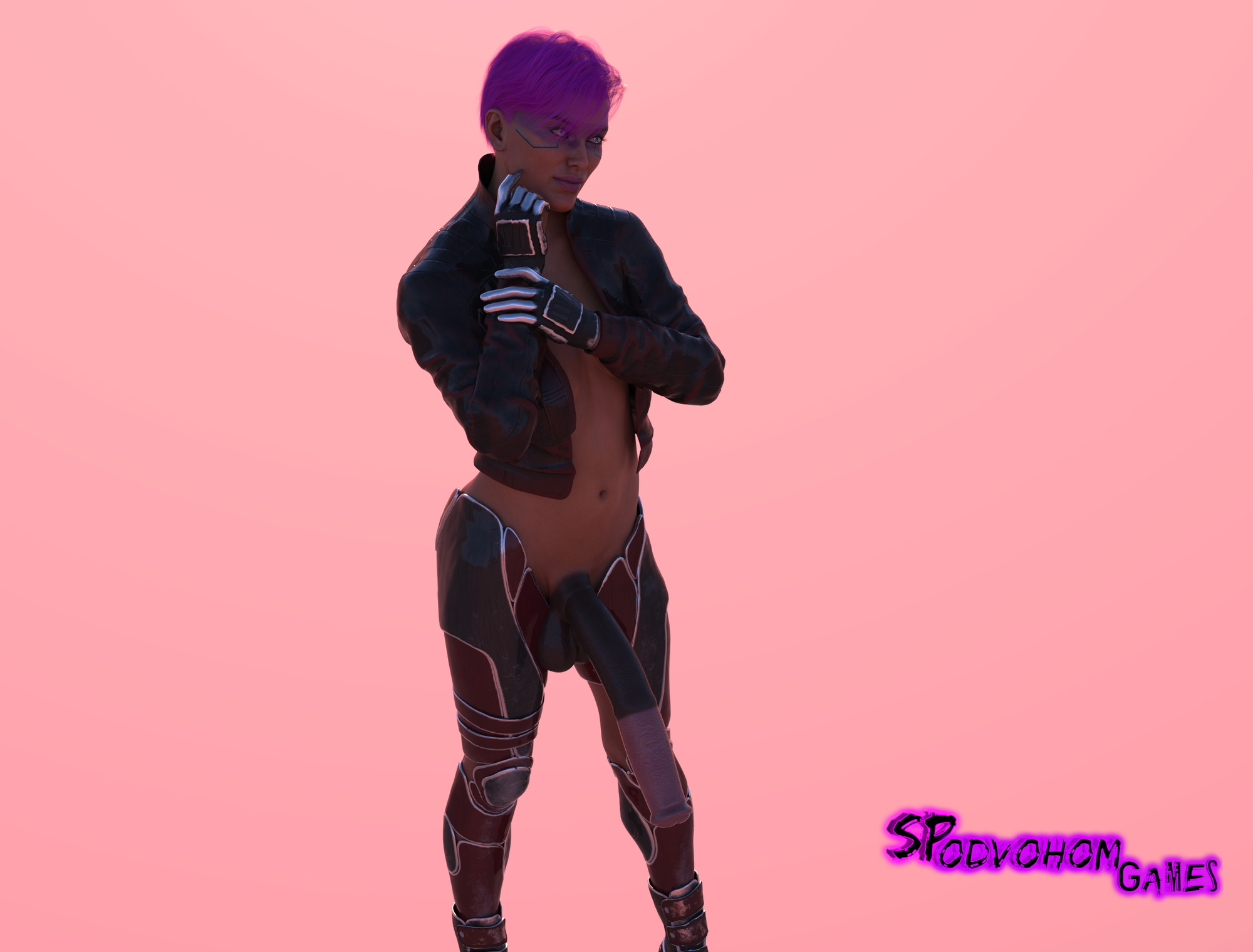 Cyberpunk Simple Render  Cyberpunk Sfw 3d Girl Futanari Futa Nsfw 3dnsfw Horsecock Solo 2