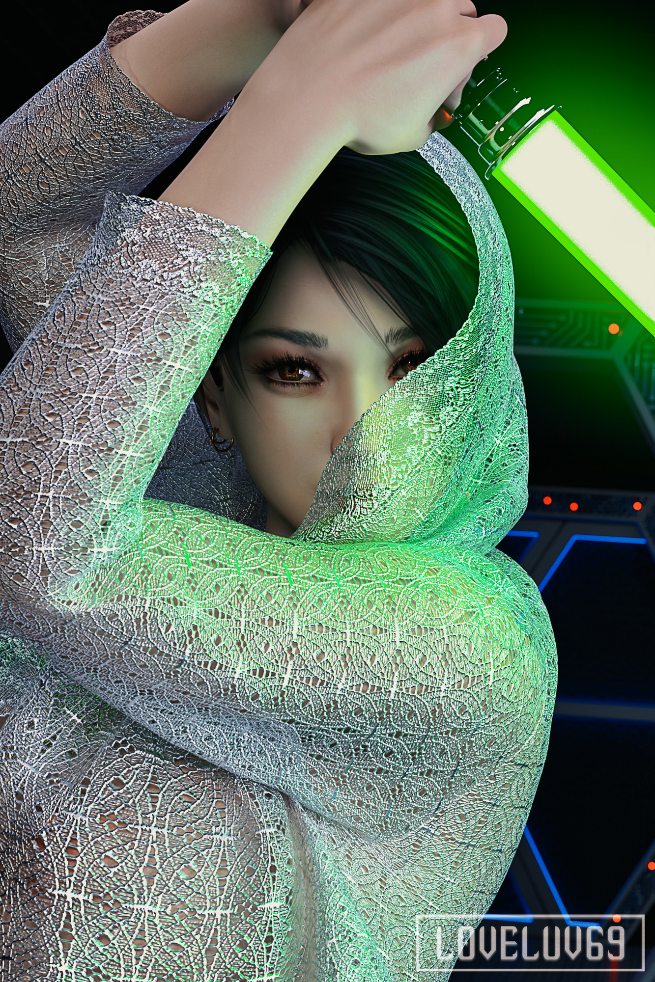 Momiji Doa Dead Or Alive Momiji Starwars Pinup Big Tits Big Breasts Curvy Pussy Lightsaber Hairy Pussy